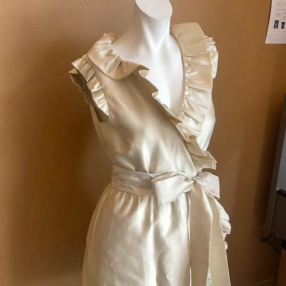 kate spade Wedding Belles Aubrey Wrap Ruffle Silk Dress 4